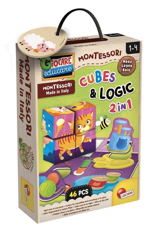 MONTESSORI BABY WOOD CUBES AND LOGIC 2 IN 1