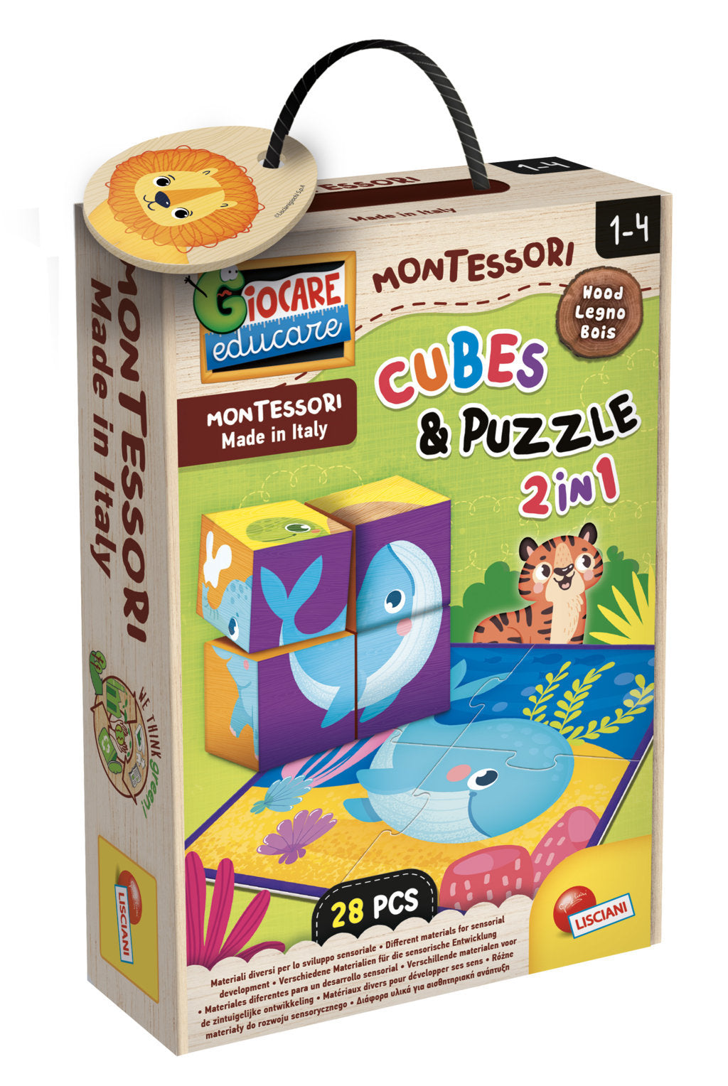 MONTESSORI BABY WOOD CUBES AND PUZZLE 2 IN 1