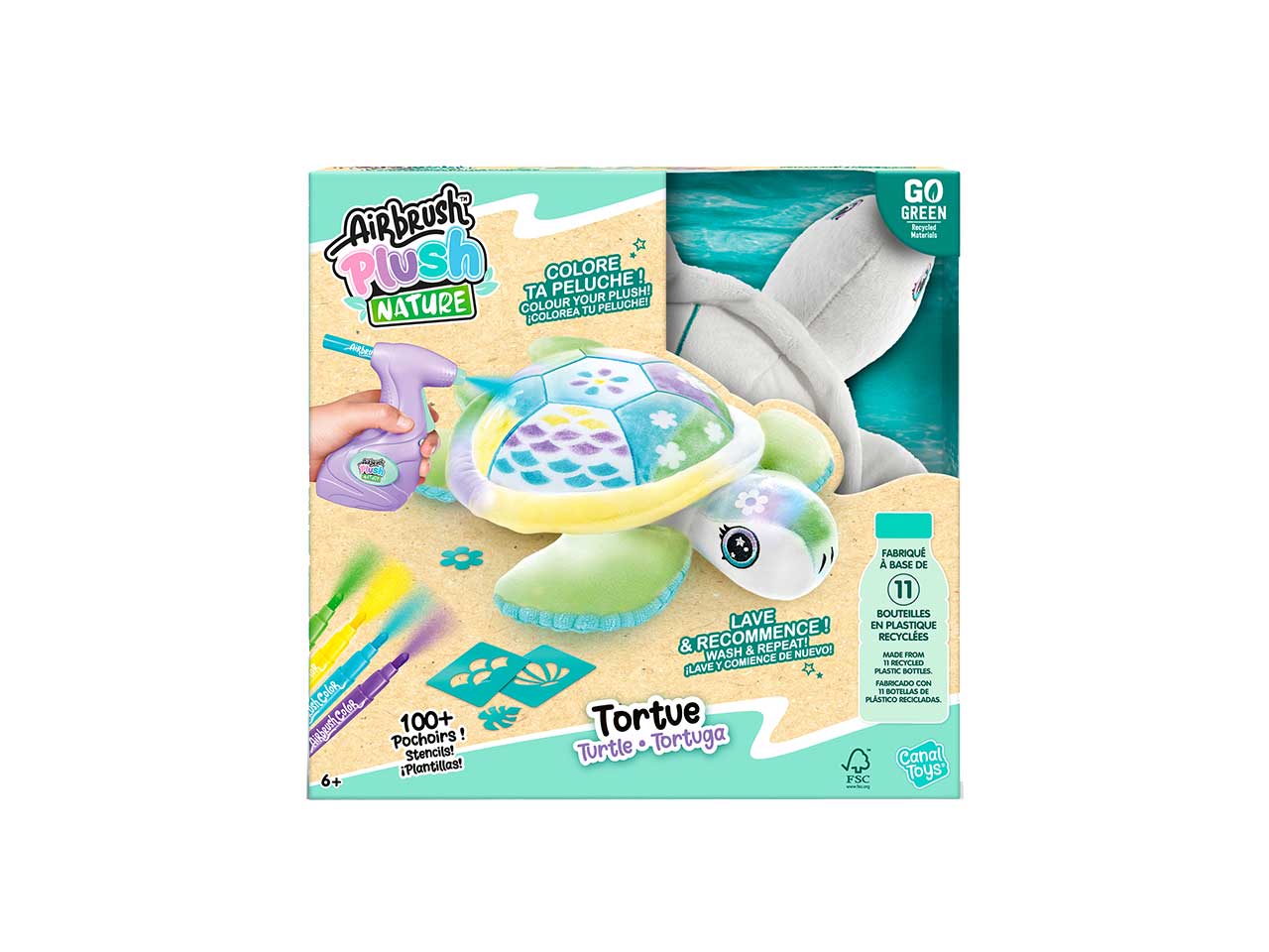 AIRBRUSH PLUSH TARTARUGA GREEN - Locotoys